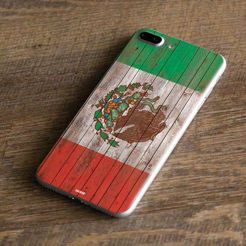Mexican Flag Dark Wood iPhone 8 Plus Skin