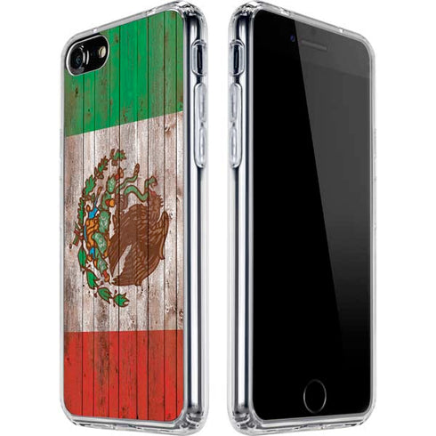 Mexican Flag Dark Wood iPhone SE (2nd & 3rd Gen) Clear Case