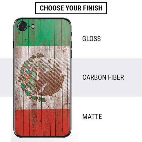 Mexican Flag Dark Wood iPhone SE (2nd & 3rd Gen) Skin