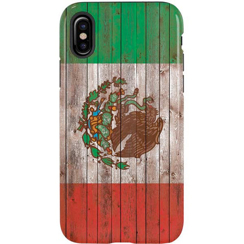 Mexican Flag Dark Wood iPhone X Pro Case