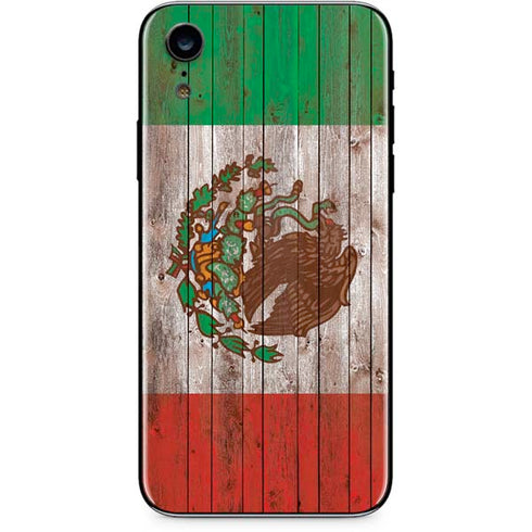 Mexican Flag Dark Wood iPhone XR Skin