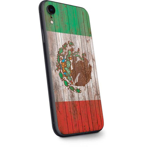 Mexican Flag Dark Wood iPhone XR Skin