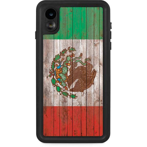 Mexican Flag Dark Wood iPhone XR Waterproof Case