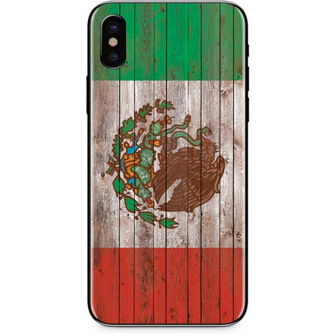 Mexican Flag Dark Wood iPhone XS Max Skin
