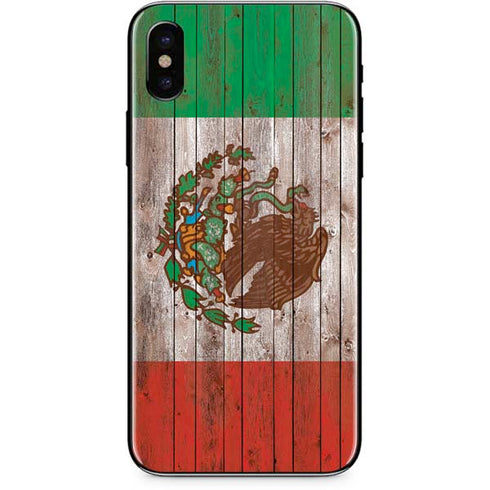 Mexican Flag Dark Wood iPhone XS Skin