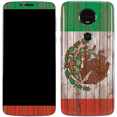 Mexican Flag Dark Wood Moto E5 Plus Skin
