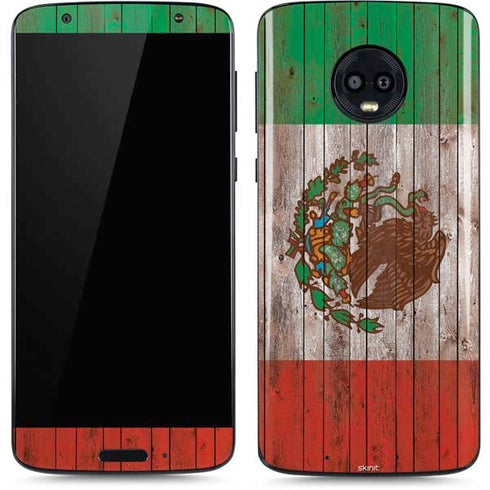 Mexican Flag Dark Wood Moto G6 Skin