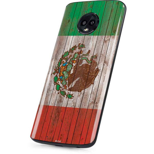 Mexican Flag Dark Wood Moto G6 Skin