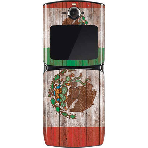 Mexican Flag Dark Wood Motorola RAZR Skin