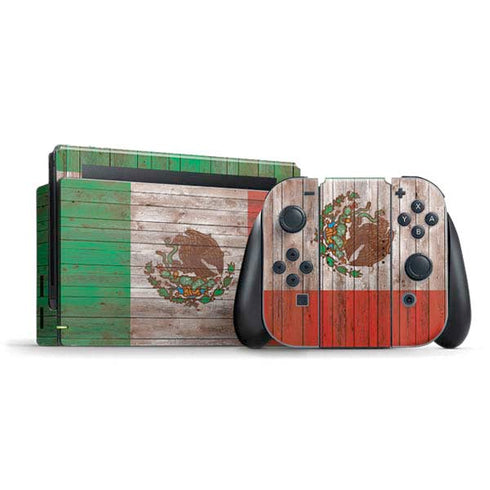 Mexican Flag Dark Wood Nintendo Switch Bundle Skin