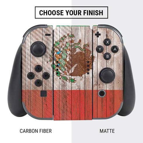 Mexican Flag Dark Wood Nintendo Switch Bundle Skin