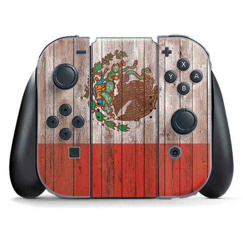 Mexican Flag Dark Wood Nintendo Switch (2017-2021) Joy-Con Controller Skin