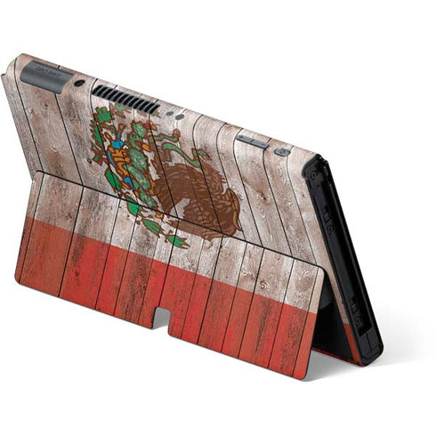 Mexican Flag Dark Wood Nintendo Switch OLED (2021) Skin