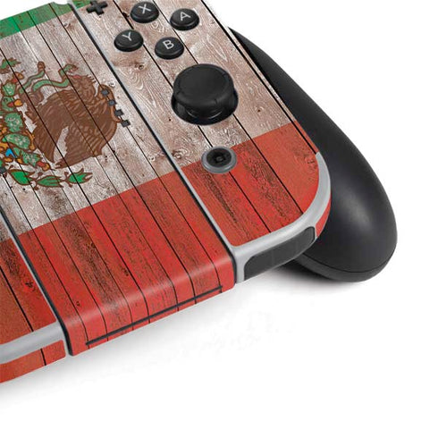 Mexican Flag Dark Wood Nintendo Switch OLED (2021) Skin