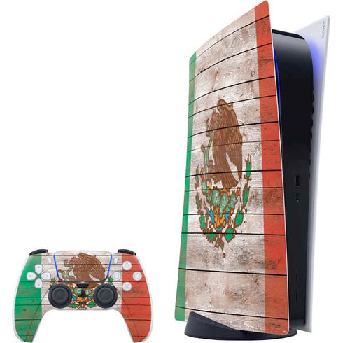 Mexican Flag Dark Wood PS5 Digital Edition Bundle Skin