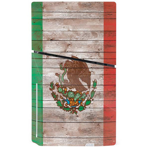Mexican Flag Dark Wood PS5 Slim Disk Bundle Skin
