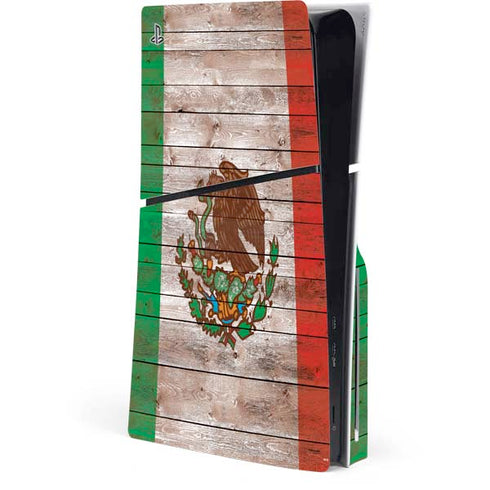 Mexican Flag Dark Wood PS5 Slim Disk Console Skin