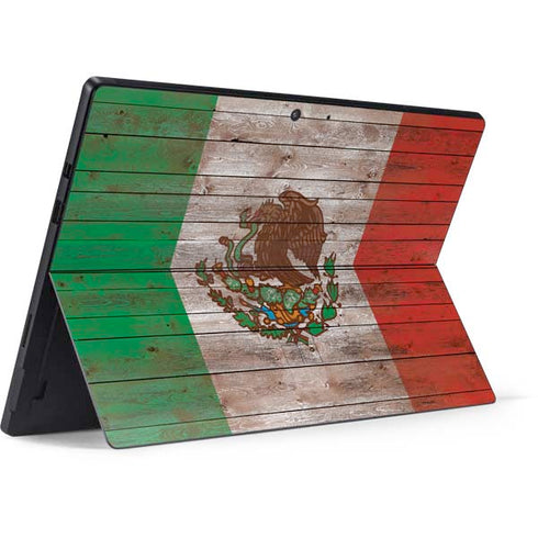 Mexican Flag Dark Wood Surface Pro 7 Skin