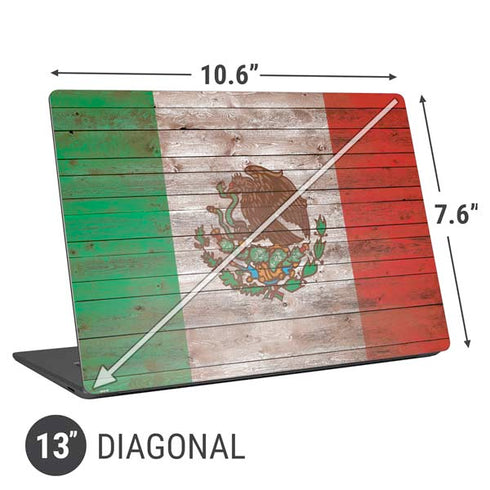 Mexican Flag Dark Wood Universal Laptop 13in (10.6 x 7.6in) Skin