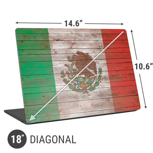 Mexican Flag Dark Wood Universal Laptop 18in (14.6 x 10.6in) Skin