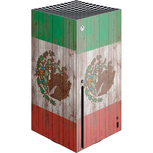 Mexican Flag Dark Wood Xbox Series X Console Skin
