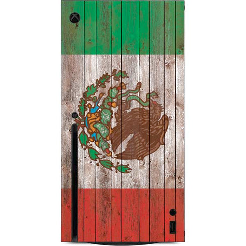 Mexican Flag Dark Wood Xbox Series X Console Skin
