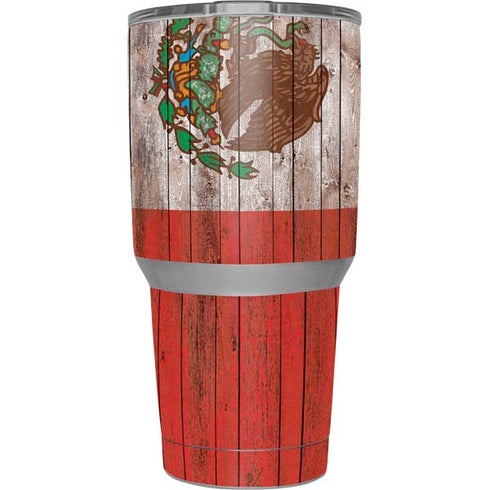 Mexican Flag Dark Wood Yeti 30oz Rambler Tumbler Skin