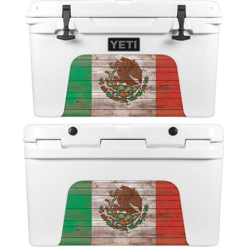 Mexican Flag Dark Wood YETI Tundra 45 Hard Cooler Skin