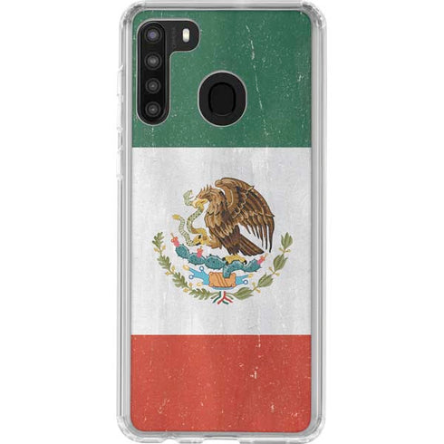 Mexico Flag Distressed Galaxy A21 Clear Case