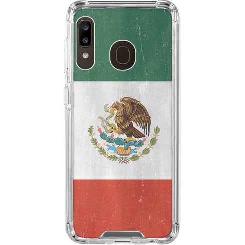 Mexico Flag Distressed Galaxy A30 Clear Case