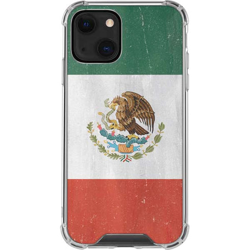 Mexico Flag Distressed iPhone 13 Mini Clear Case