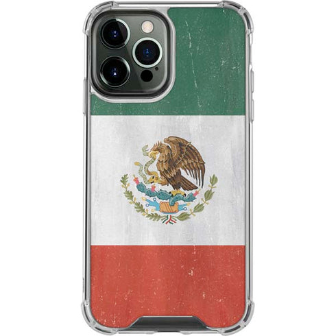 Mexico Flag Distressed iPhone 13 Pro Max Clear Case