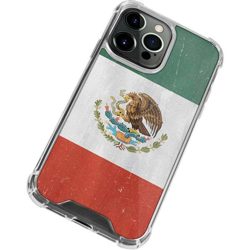 Mexico Flag Distressed iPhone 13 Pro Max Clear Case