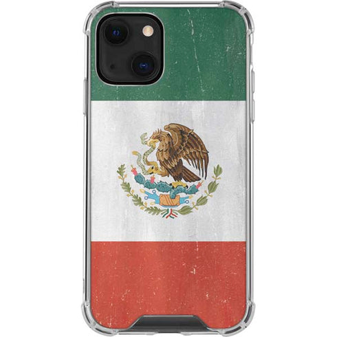 Mexico Flag Distressed iPhone 14 Clear Case
