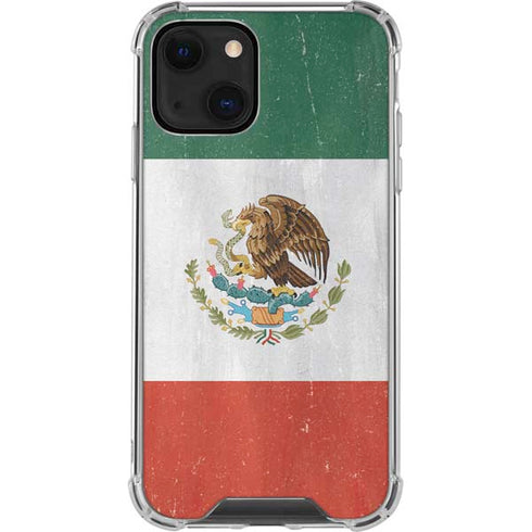 Mexico Flag Distressed iPhone 14 Plus Clear Case