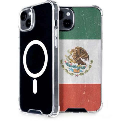 Mexico Flag Distressed iPhone 15 Plus MagSafe Case
