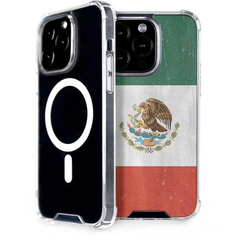 Mexico Flag Distressed iPhone 15 Pro MagSafe Case