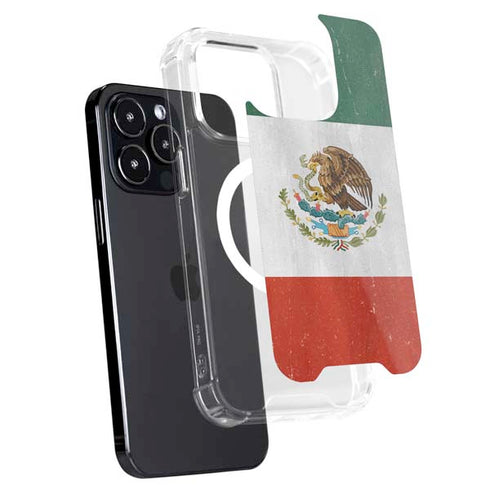 Mexico Flag Distressed iPhone 14 Pro MagSafe Case