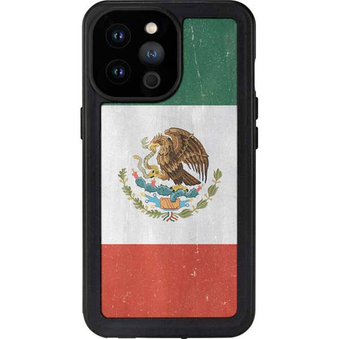 Mexico Flag Distressed iPhone 14 Pro Max Waterproof Case