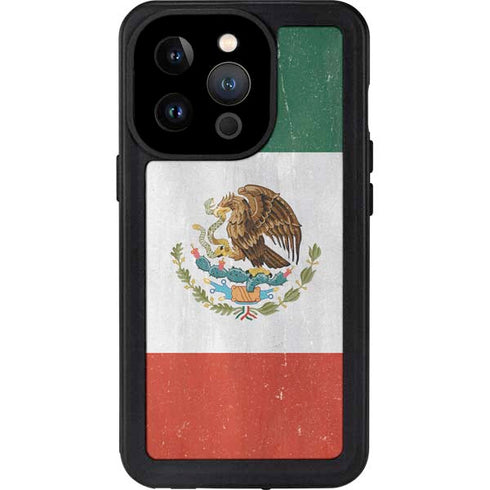 Mexico Flag Distressed iPhone 14 Pro Waterproof Case