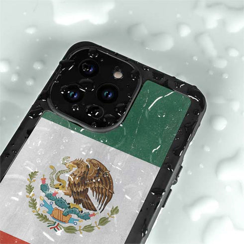 Mexico Flag Distressed iPhone 14 Pro Waterproof Case