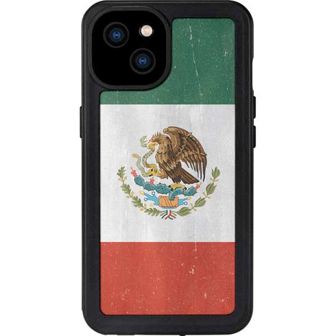 Mexico Flag Distressed iPhone 15 Plus Waterproof Case