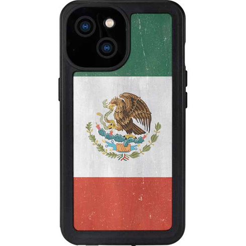 Mexico Flag Distressed iPhone 15 Waterproof Case