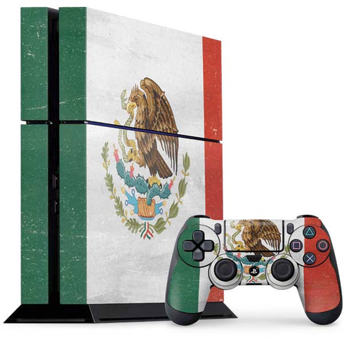 Mexico Flag Distressed PS4 Console and Controller Bundle Skin