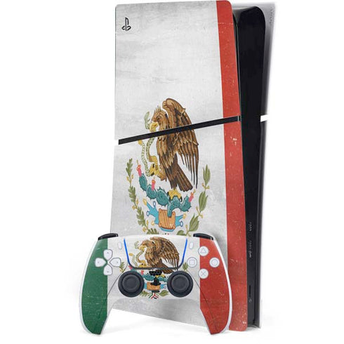 Mexico Flag Distressed PS5 Slim Digital Edition Console Skin