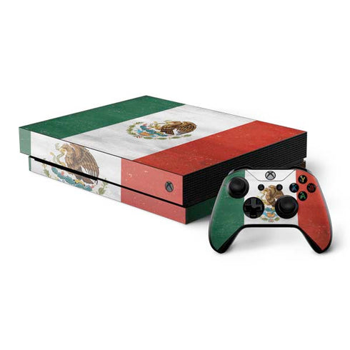 Mexico Flag Distressed Xbox One X Bundle Skin