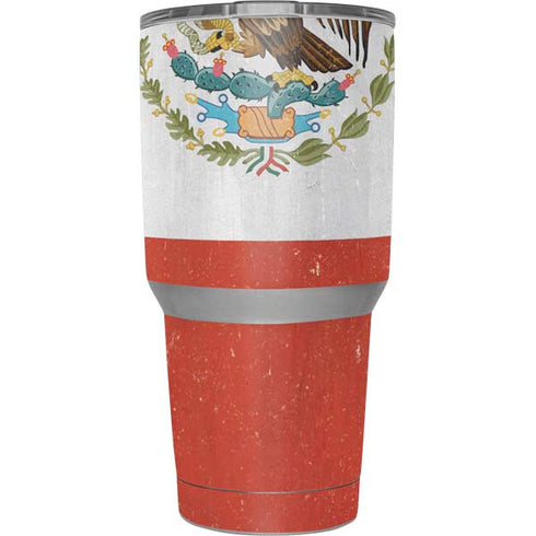Mexico Flag Distressed Yeti 30oz Rambler Tumbler Skin