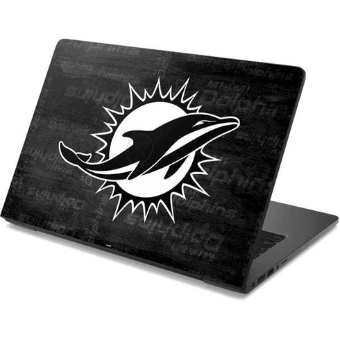 NFL Miami Dolphins Black & White Dell Chromebook Skin