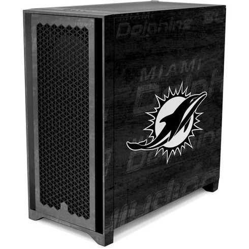 NFL Miami Dolphins Black & White Corsair 4000D Tempered Glass Mid-Tower ATX Case Skin