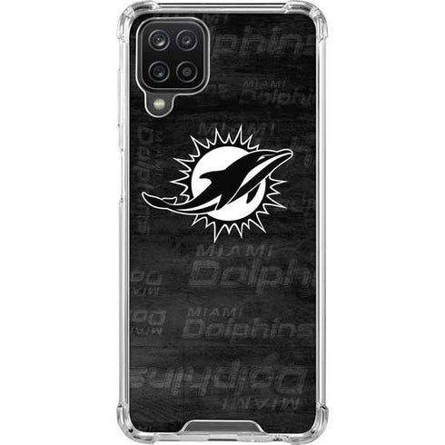 NFL Miami Dolphins Black & White Galaxy A12 Clear Case
